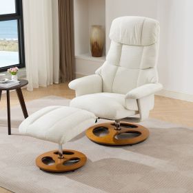 010-Ergonomic Recliner Chair with Ottoman, Modern Chenille Fabric Massage Swivel Lounge Chair with Footrest, Adjustable Backrest for Home or Offi