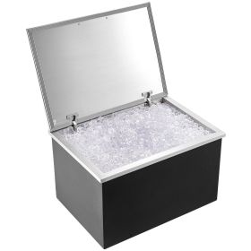 VEVOR Drop in Ice Chest, 28"L x 20"W x 17"H Stainless Steel Ice Cooler, Commercial Ice Bin with Hinged Cover, 40 qt Outdoor Kitchen Ice Bar