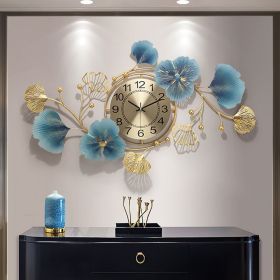 32.7" Light Luxury Creative 3D Metal Ginkgo Leaves Artistic Wall Clock Home Decor Art