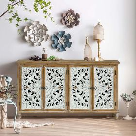Accent Cabinet with 4 Doors, Farmhouse Sideboard Buffet Cabinet with Storage