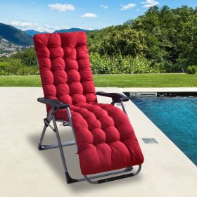 67x22in OR 71x22in Size Options Chaise Lounger Cushion Recliner Rocking Chair Sofa Mat Deck Chair Cushion (Option: 67x22x4in Pro Red)