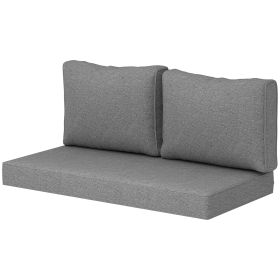 2 Seat Patio Furniture Cushions, 46x26x5 In, Thick Outdoor Loveseat Cushion Set With Removable Cover, Fade-Resistant Replacement Cushions For Out (Option: Gray)