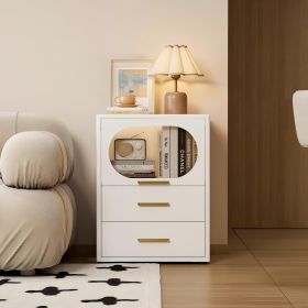 Metal Storage Cabinet, Nightstand with Doors, Small Table with Adjustable Feet, Bedroom Nightstand, Small Side Table Organizer for Home Office (Color: White)