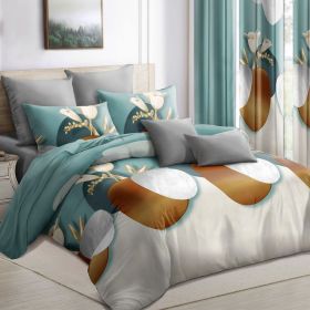 9 Piece in a Bag Thick Touch Bed Cover Curtain Set, Upgraded Luxury Bedspread Set, Bamboo microfiber All Season Bedding-Set For Home, RV Beding (Color: Green Dot, size: TWIN)