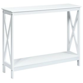 2-Tier Console X-Design Sofa Side Accent Table (Color: White)