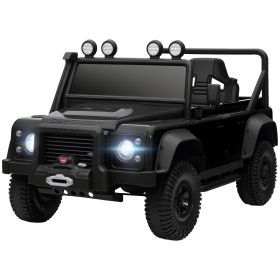 Electric Car For With Remote Control, Dual Motors, Spring Suspension, LED Lights, Black (Color: Black)